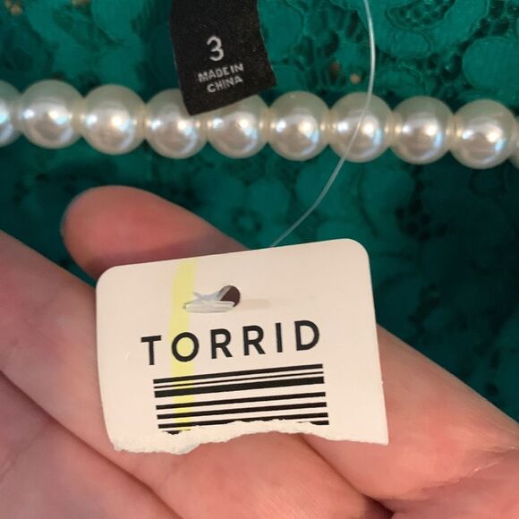 Torrid Lace Trench Coat size 3 never worn green - Picture 6 of 7